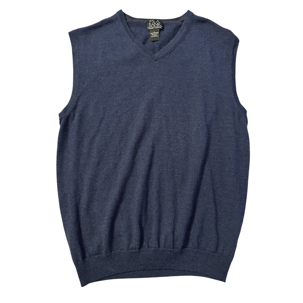 Jos. A. Bank Merino Wool Men's Gray V-Neck‎ Pullover Sweater Vest L Grandpacore